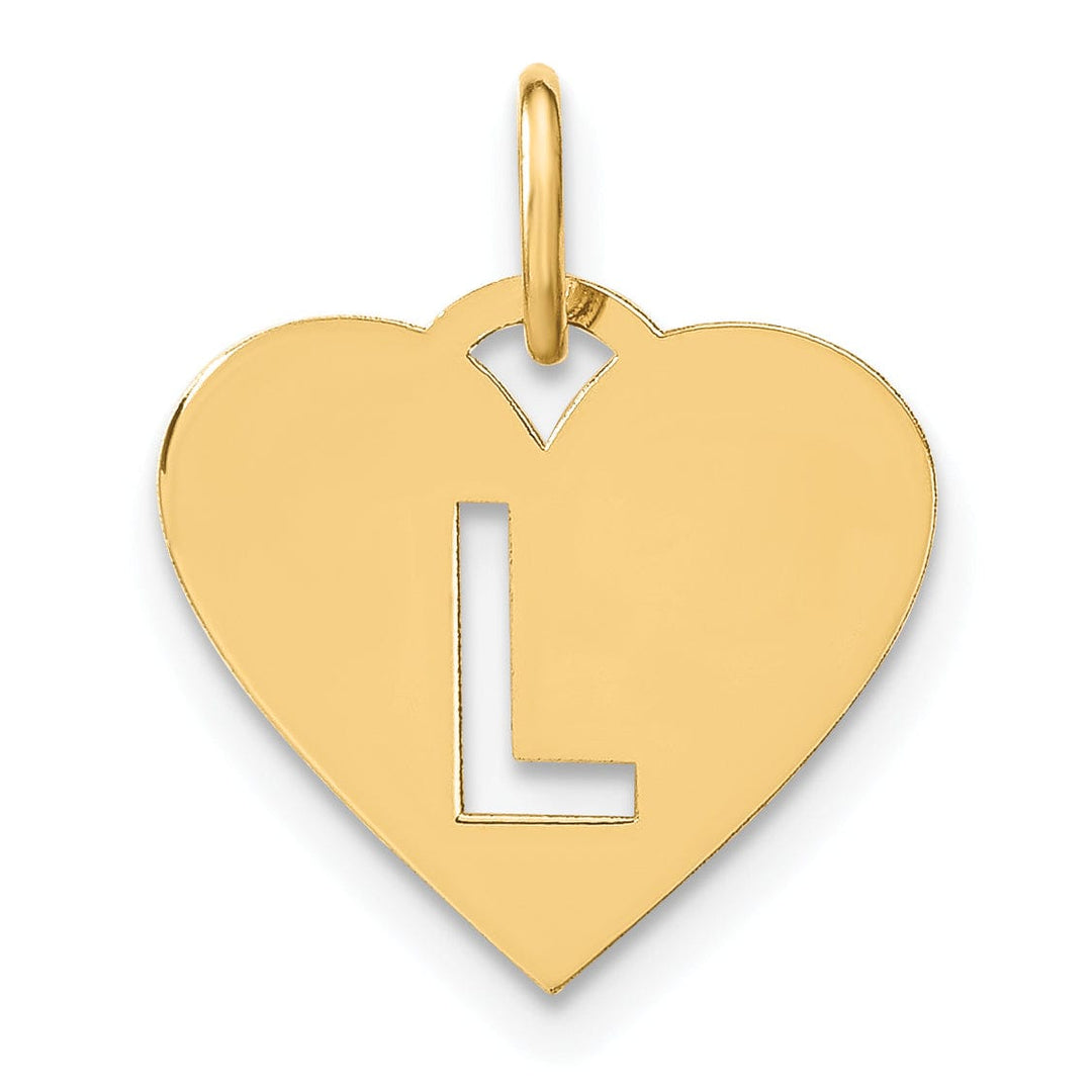 Lovely Rita's Pendants & Charms 14k Yellow Gold Heart Cut-Out Letter L Initial Pendant