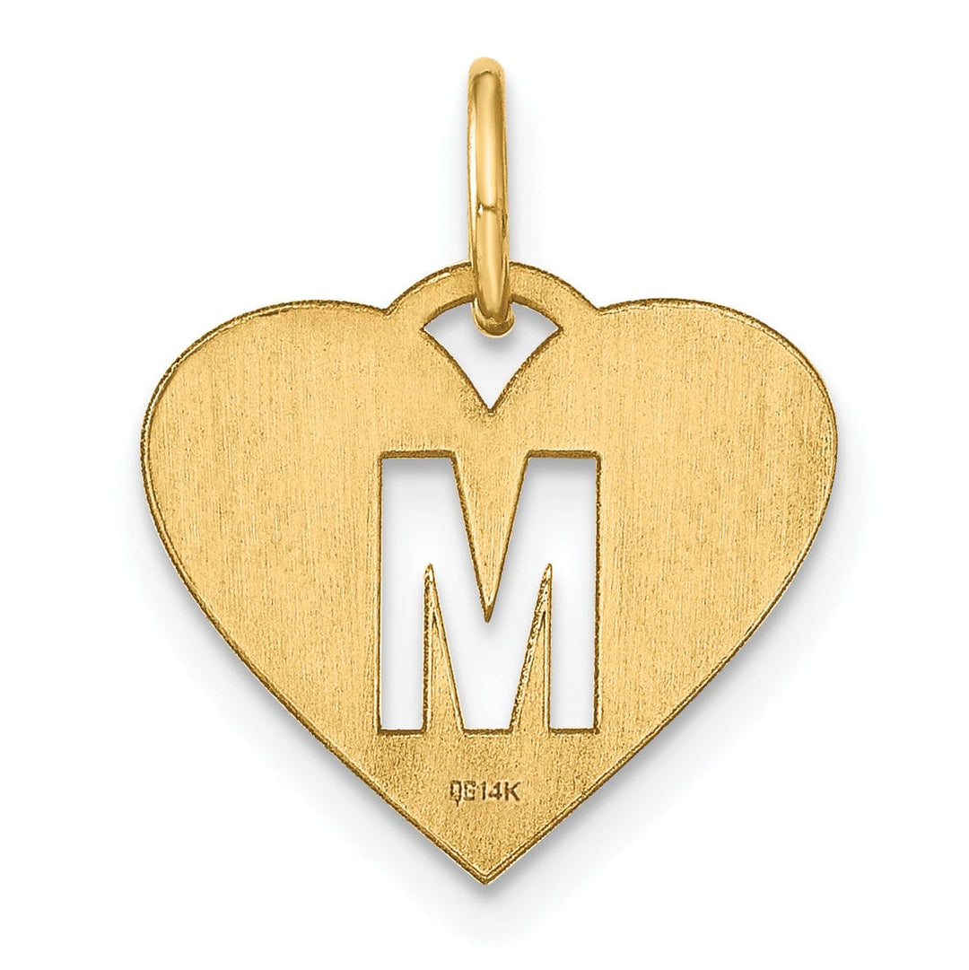 Lovely Rita's Pendants & Charms 14k Yellow Gold Heart Cut-Out Letter M Initial Pendant