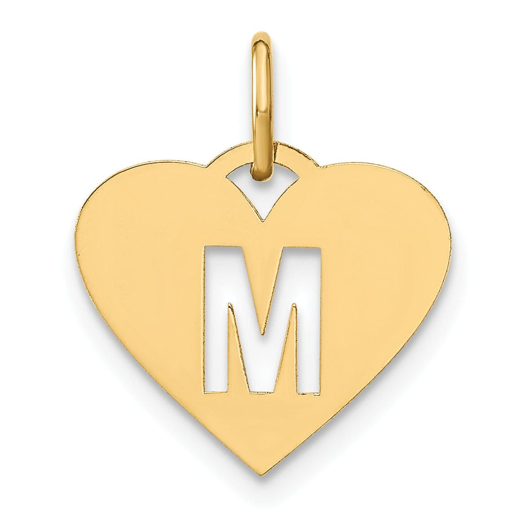 Lovely Rita's Pendants & Charms 14k Yellow Gold Heart Cut-Out Letter M Initial Pendant