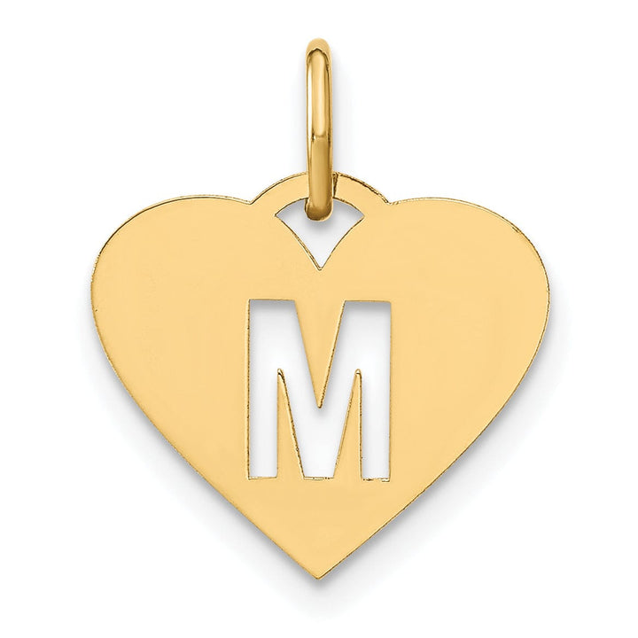 Lovely Rita's Pendants & Charms 14k Yellow Gold Heart Cut-Out Letter M Initial Pendant