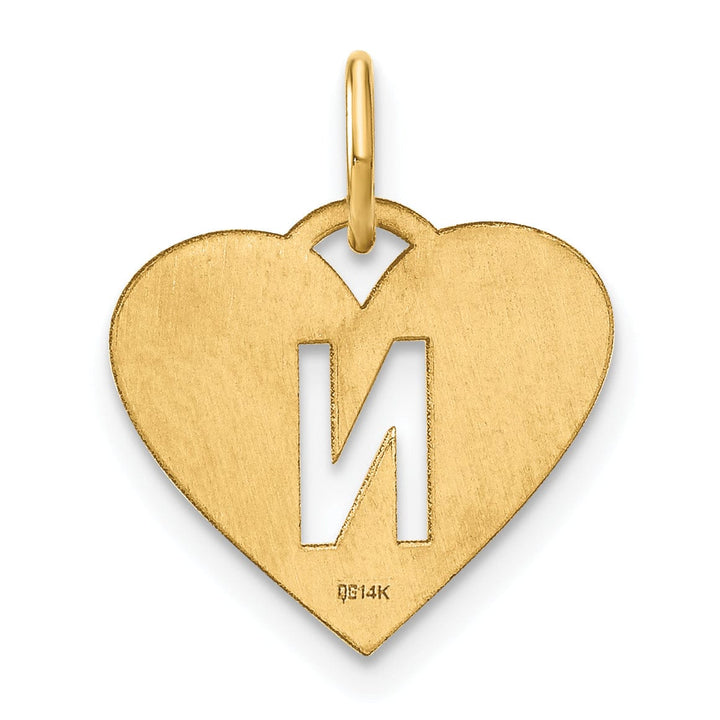 Lovely Rita's Pendants & Charms 14k Yellow Gold Heart Cut-Out Letter N Initial Pendant