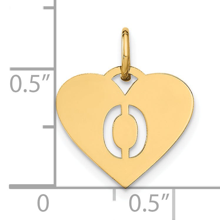 Lovely Rita's Pendants & Charms 14k Yellow Gold Heart Cut-Out Letter O Initial Pendant