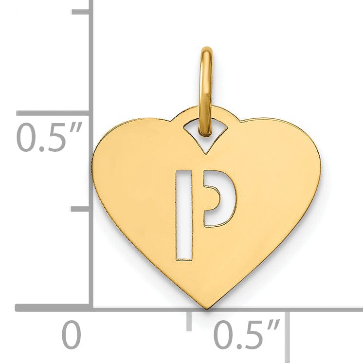 Lovely Rita's Pendants & Charms 14k Yellow Gold Heart Cut-Out Letter P Initial Pendant