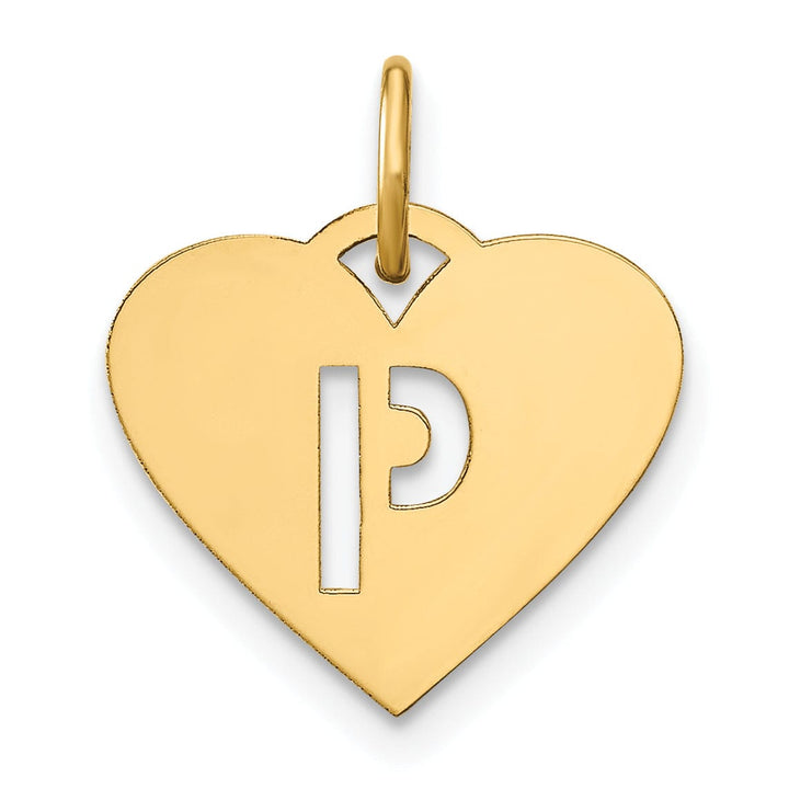 Lovely Rita's Pendants & Charms 14k Yellow Gold Heart Cut-Out Letter P Initial Pendant