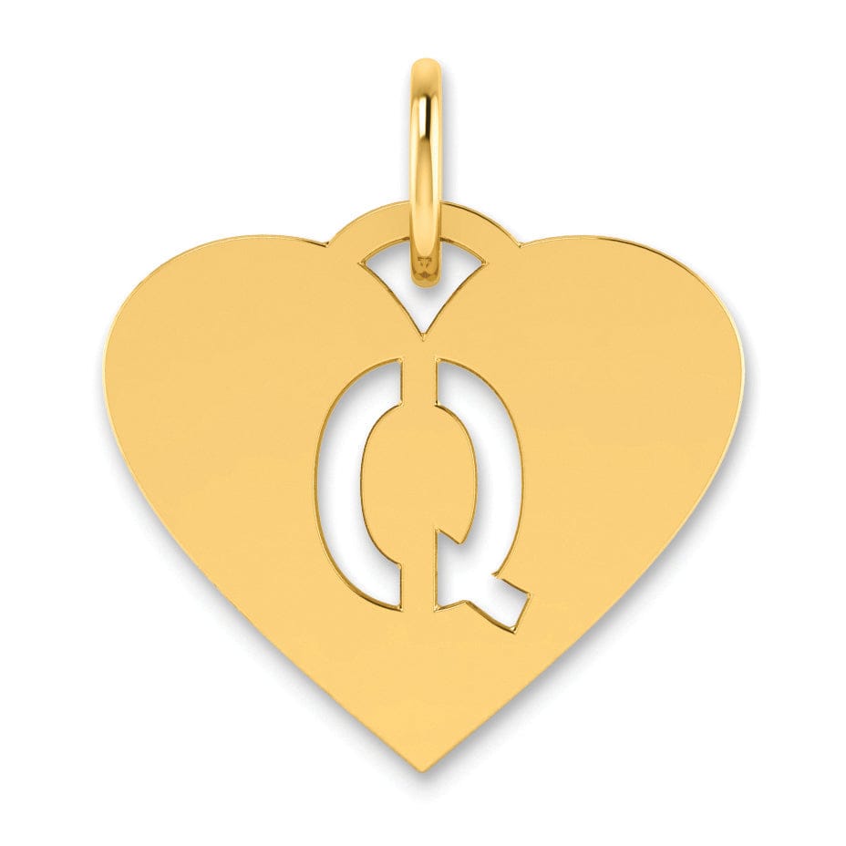 Lovely Rita's Pendants & Charms 14k Yellow Gold Heart Cut-Out Letter Q Initial Pendant