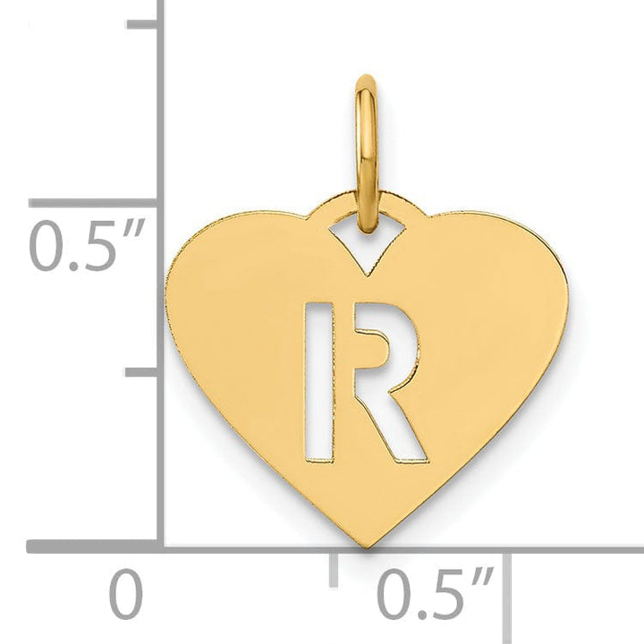 Lovely Rita's Pendants & Charms 14k Yellow Gold Heart Cut-Out Letter R Initial Pendant