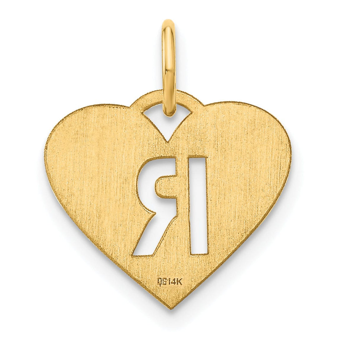 Lovely Rita's Pendants & Charms 14k Yellow Gold Heart Cut-Out Letter R Initial Pendant