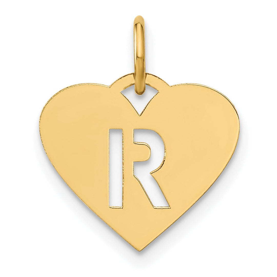 Lovely Rita's Pendants & Charms 14k Yellow Gold Heart Cut-Out Letter R Initial Pendant
