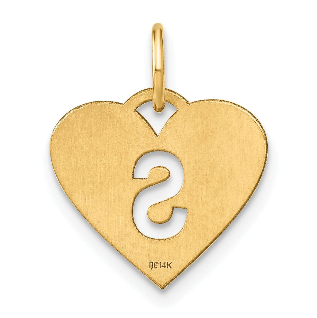 Lovely Rita's Pendants & Charms 14k Yellow Gold Heart Cut-Out Letter S Initial Pendant