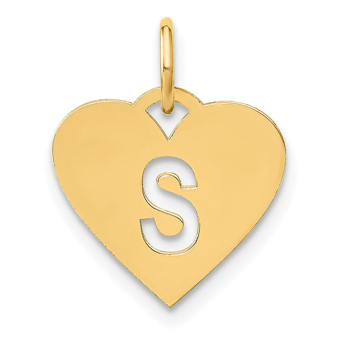 Lovely Rita's Pendants & Charms 14k Yellow Gold Heart Cut-Out Letter S Initial Pendant