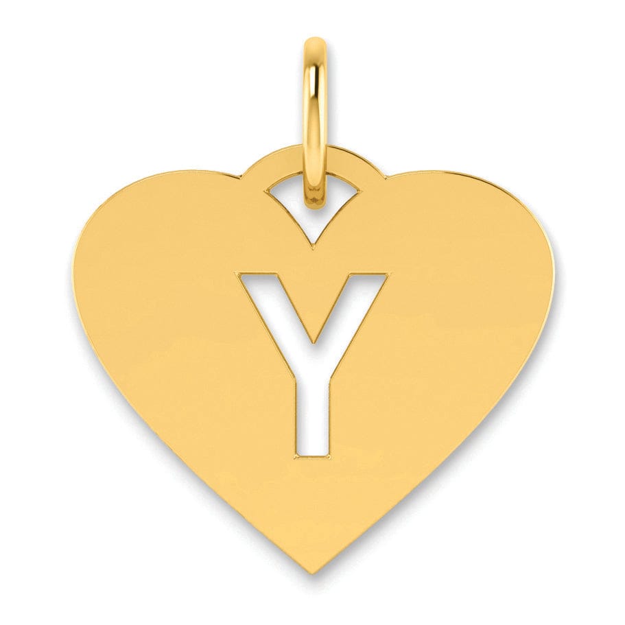 Lovely Rita's Pendants & Charms 14k Yellow Gold Heart Cut-Out Letter Y Initial Pendant
