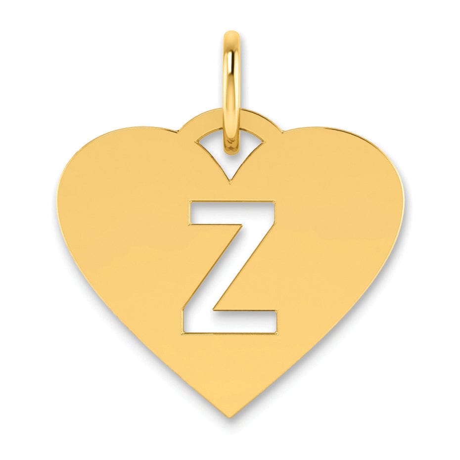 Lovely Rita's Pendants & Charms 14k Yellow Gold Heart Cut-Out Letter Z Initial Pendant
