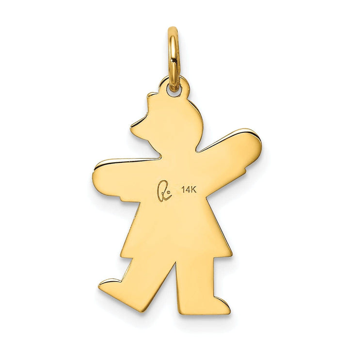 Lovely Rita's Pendants & Charms 14k Yellow Gold Heart Girl With Bow Kiss Charm