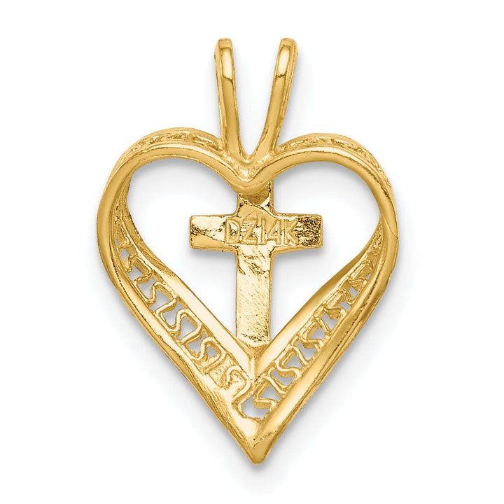 Lovely Rita's Pendants & Charms 14K Yellow Gold Heart Shape Cross Design Chain Slide Pendant