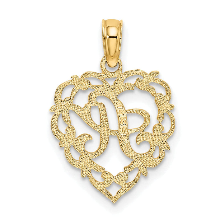 Lovely Rita's Pendants & Charms 14K Yellow Gold Heart Shape Fancy Script Letter A Initial Charm Pendant