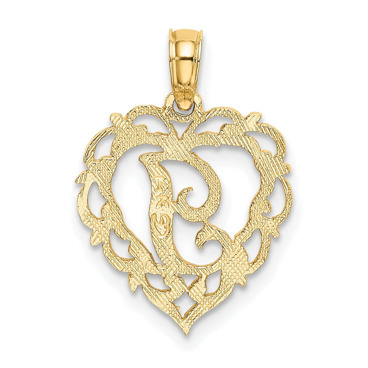 Lovely Rita's Pendants & Charms 14K Yellow Gold Heart Shape Fancy Script Letter I Initial Charm Pendant