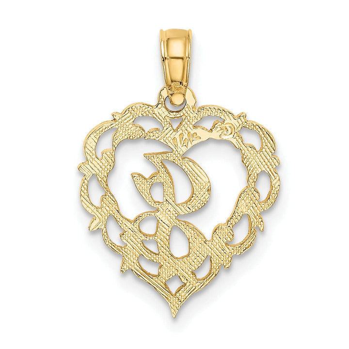 Lovely Rita's Pendants & Charms 14K Yellow Gold Heart Shape Fancy Script Letter J Initial Charm Pendant