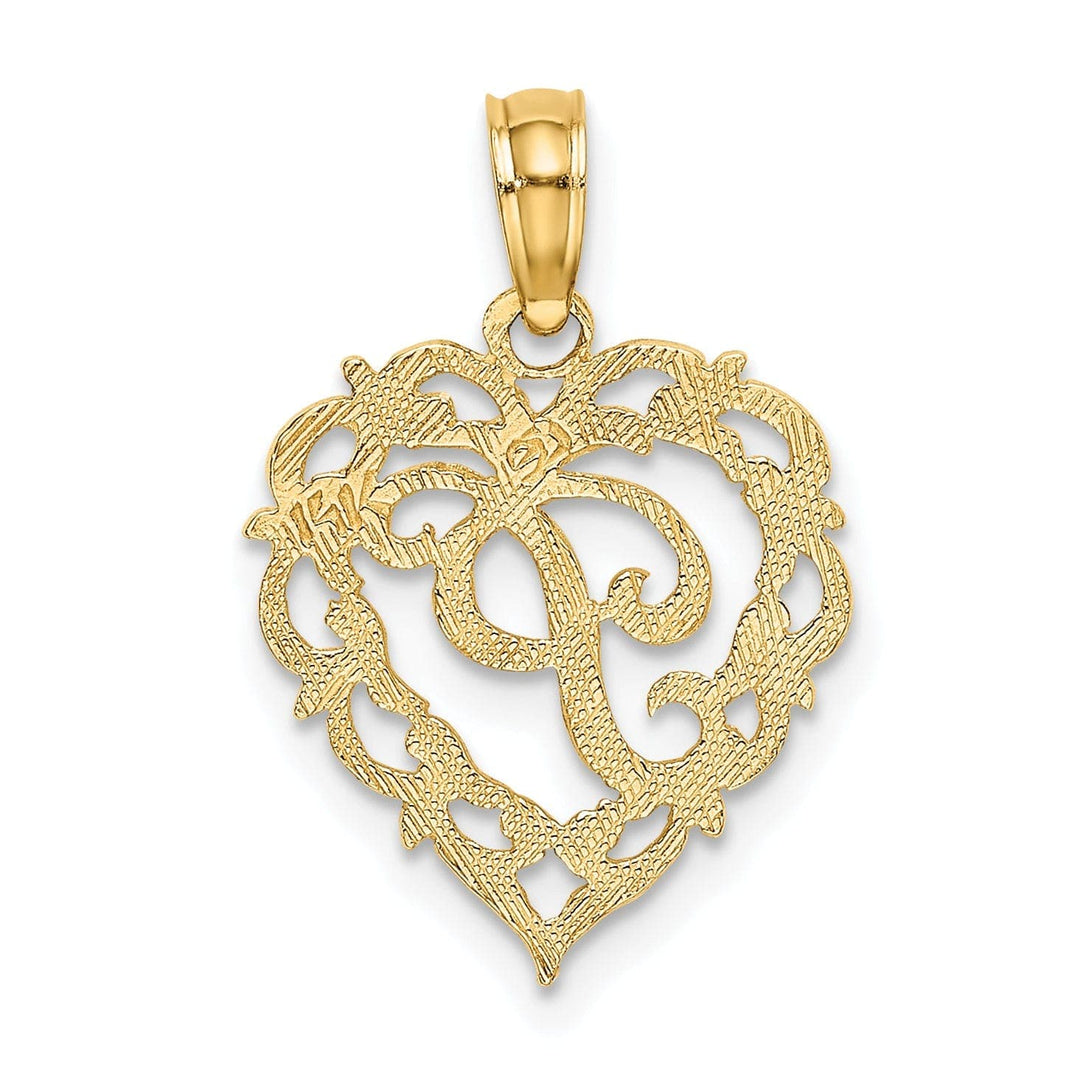 Lovely Rita's Pendants & Charms 14K Yellow Gold Heart Shape Fancy Script Letter P Initial Charm Pendant