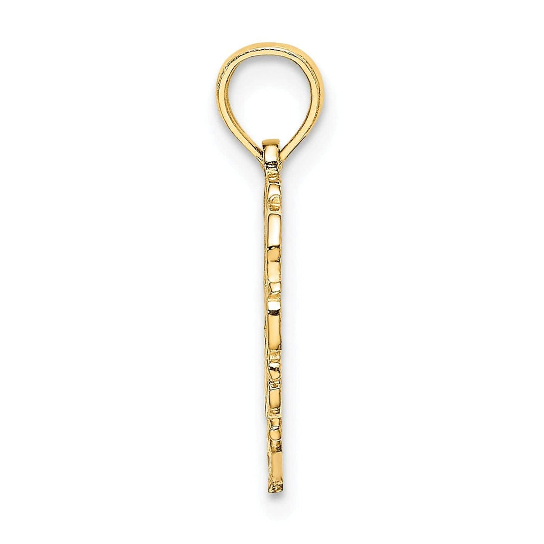 Lovely Rita's Pendants & Charms 14K Yellow Gold Heart Shape Fancy Script Letter T Initial Charm Pendant