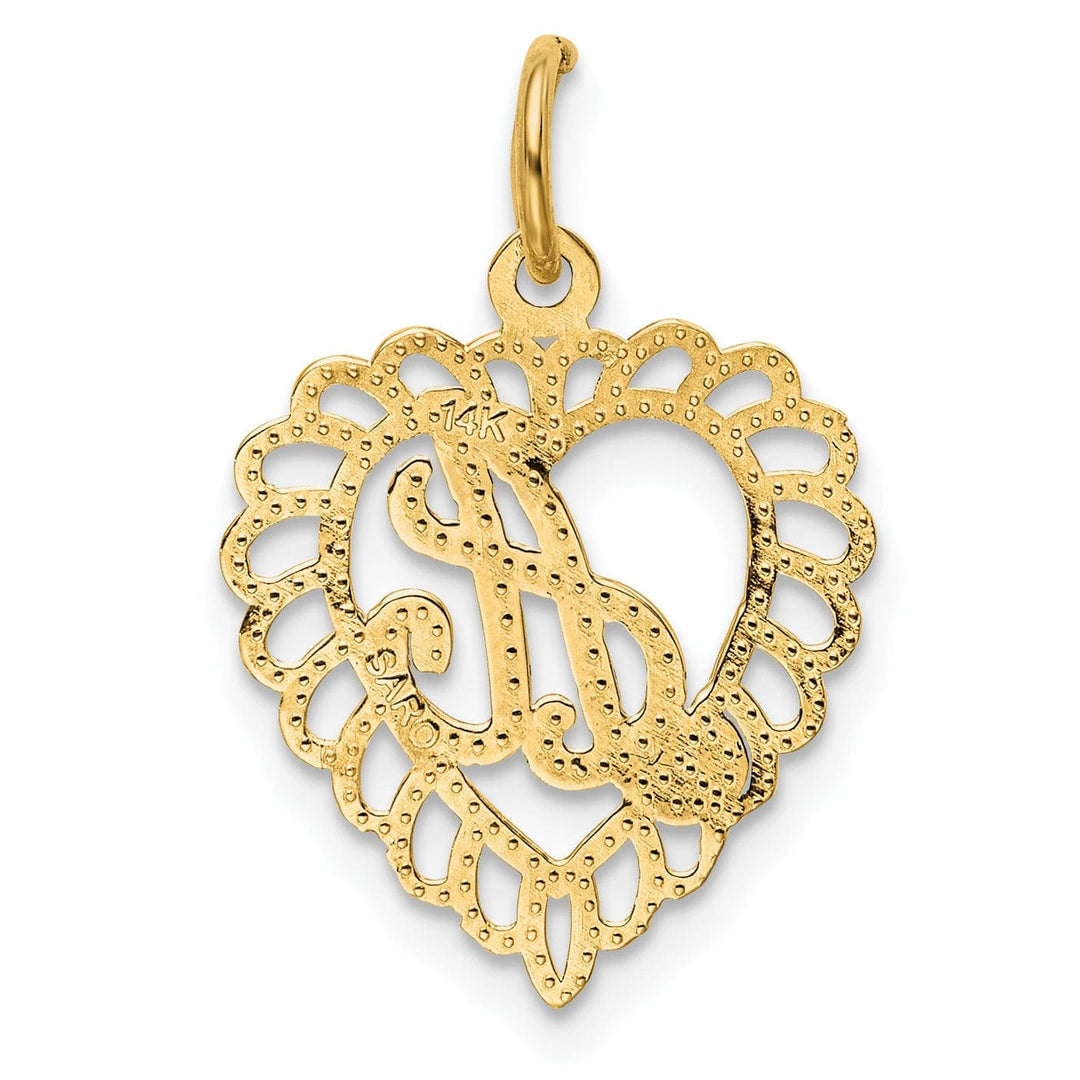 Lovely Rita's Pendants & Charms 14k Yellow Gold Heart Shape Script Design Letter A Charm Pendant