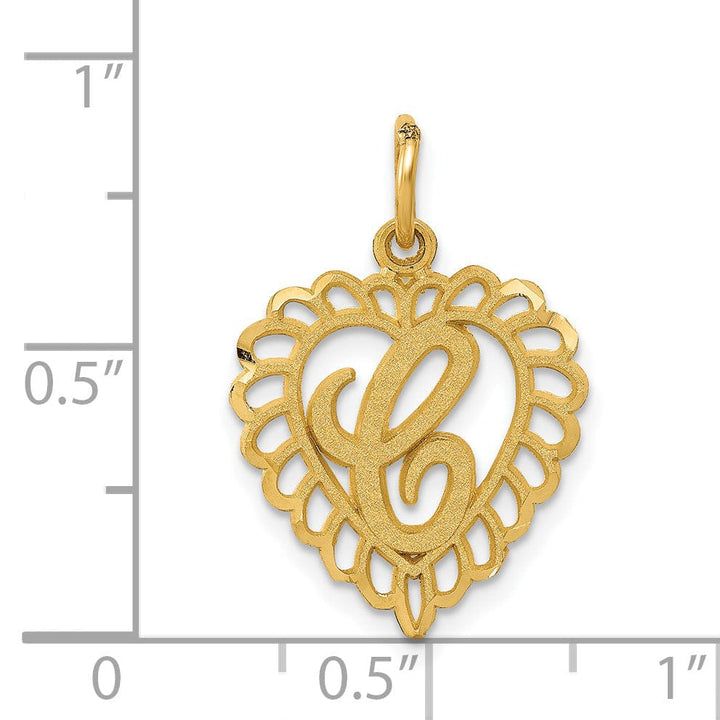 Lovely Rita's Pendants & Charms 14k Yellow Gold Heart Shape Script Design Letter C Charm Pendant