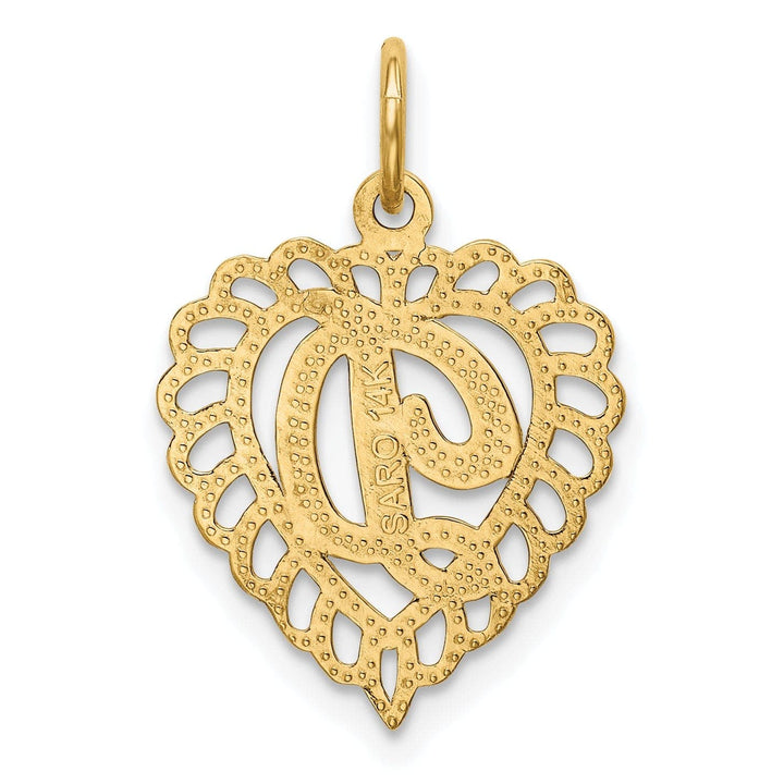 Lovely Rita's Pendants & Charms 14k Yellow Gold Heart Shape Script Design Letter D Charm Pendant