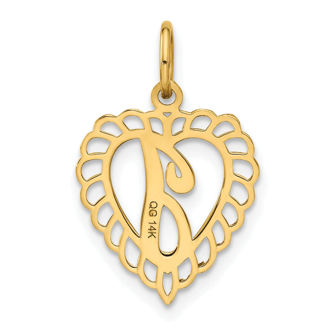 Lovely Rita's Pendants & Charms 14k Yellow Gold Heart Shape Script Design Letter I Charm Pendant