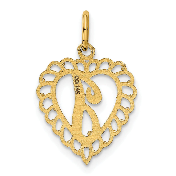 Lovely Rita's Pendants & Charms 14k Yellow Gold Heart Shape Script Design Letter J Charm Pendant