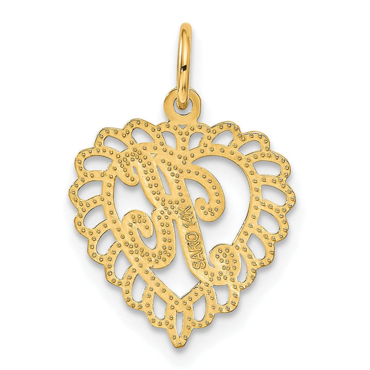 Lovely Rita's Pendants & Charms 14k Yellow Gold Heart Shape Script Design Letter K Charm Pendant
