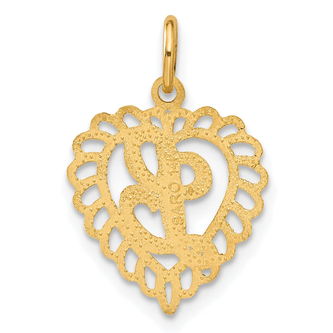 Lovely Rita's Pendants & Charms 14k Yellow Gold Heart Shape Script Design Letter L Charm Pendant