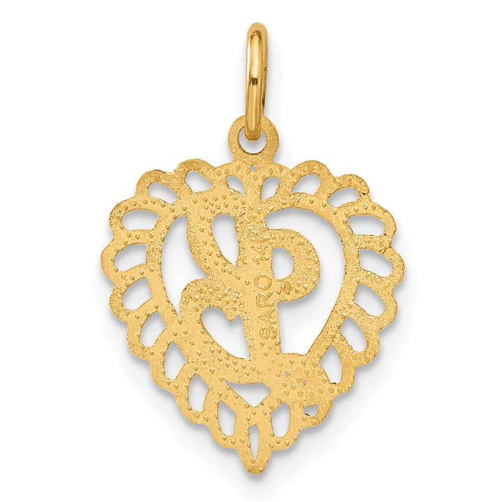 Lovely Rita's Pendants & Charms 14k Yellow Gold Heart Shape Script Design Letter L Charm Pendant