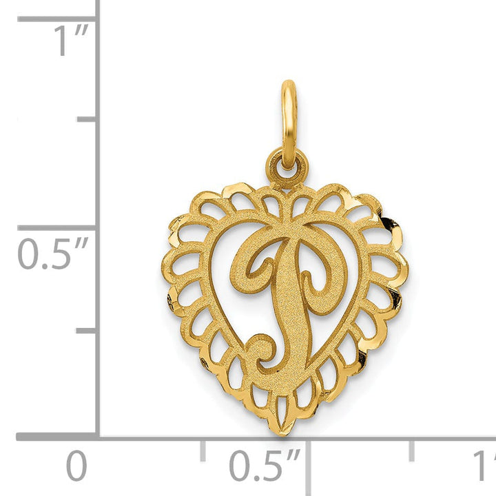 Lovely Rita's Pendants & Charms 14k Yellow Gold Heart Shape Script Design Letter P Charm Pendant