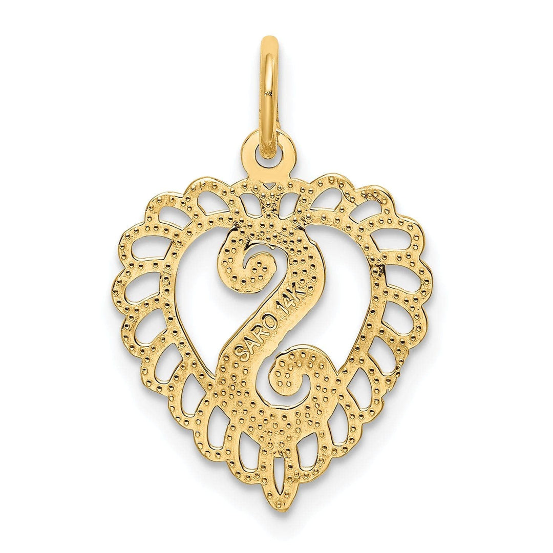 Lovely Rita's Pendants & Charms 14k Yellow Gold Heart Shape Script Design Letter S Charm Pendant
