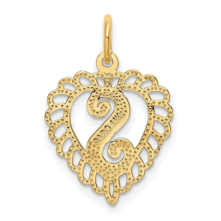 Lovely Rita's Pendants & Charms 14k Yellow Gold Heart Shape Script Design Letter S Charm Pendant