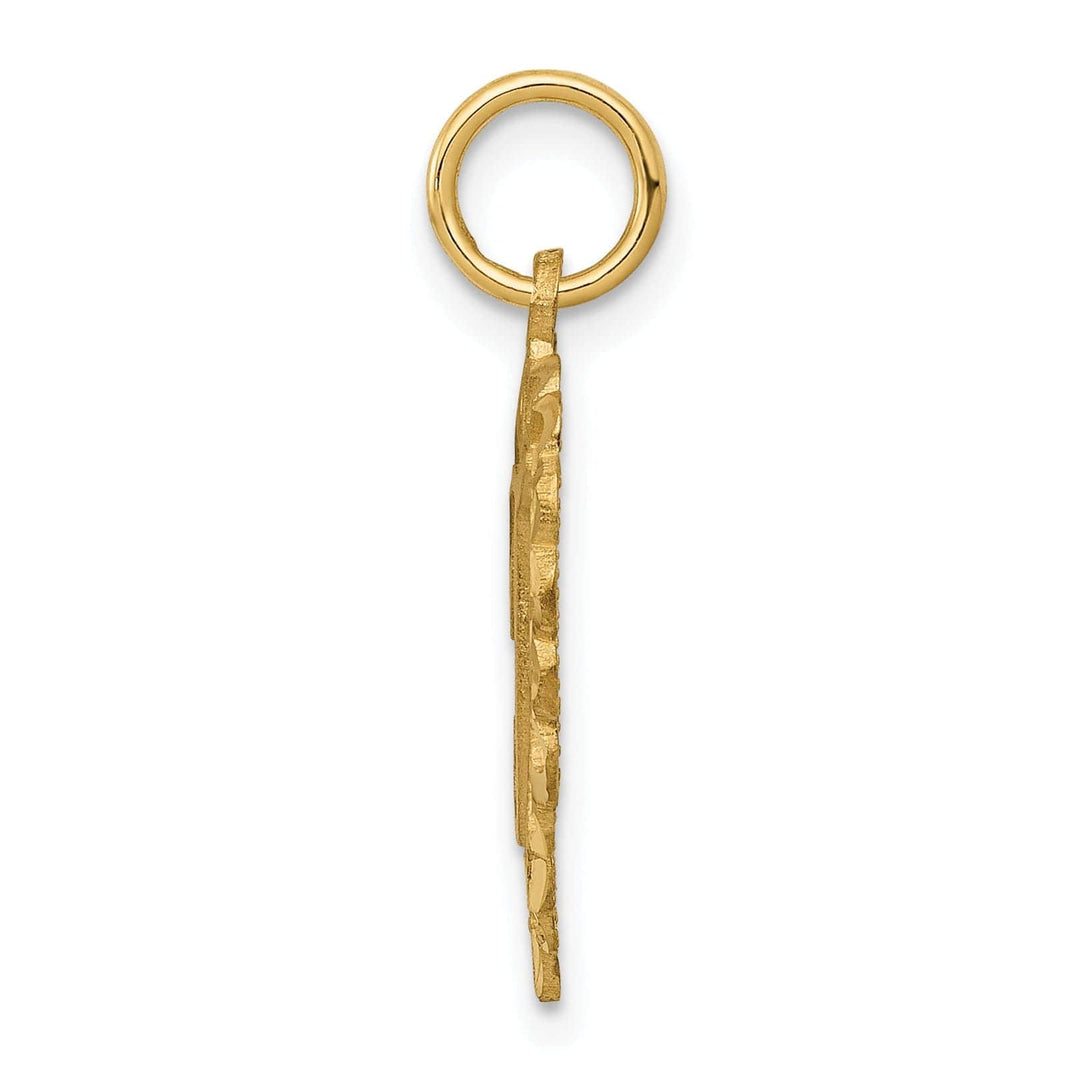 Lovely Rita's Pendants & Charms 14k Yellow Gold Heart Shape Script Design Letter T Charm Pendant