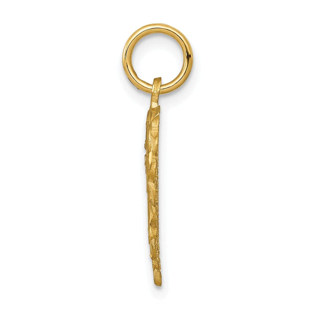 Lovely Rita's Pendants & Charms 14k Yellow Gold Heart Shape Script Design Letter V Charm Pendant