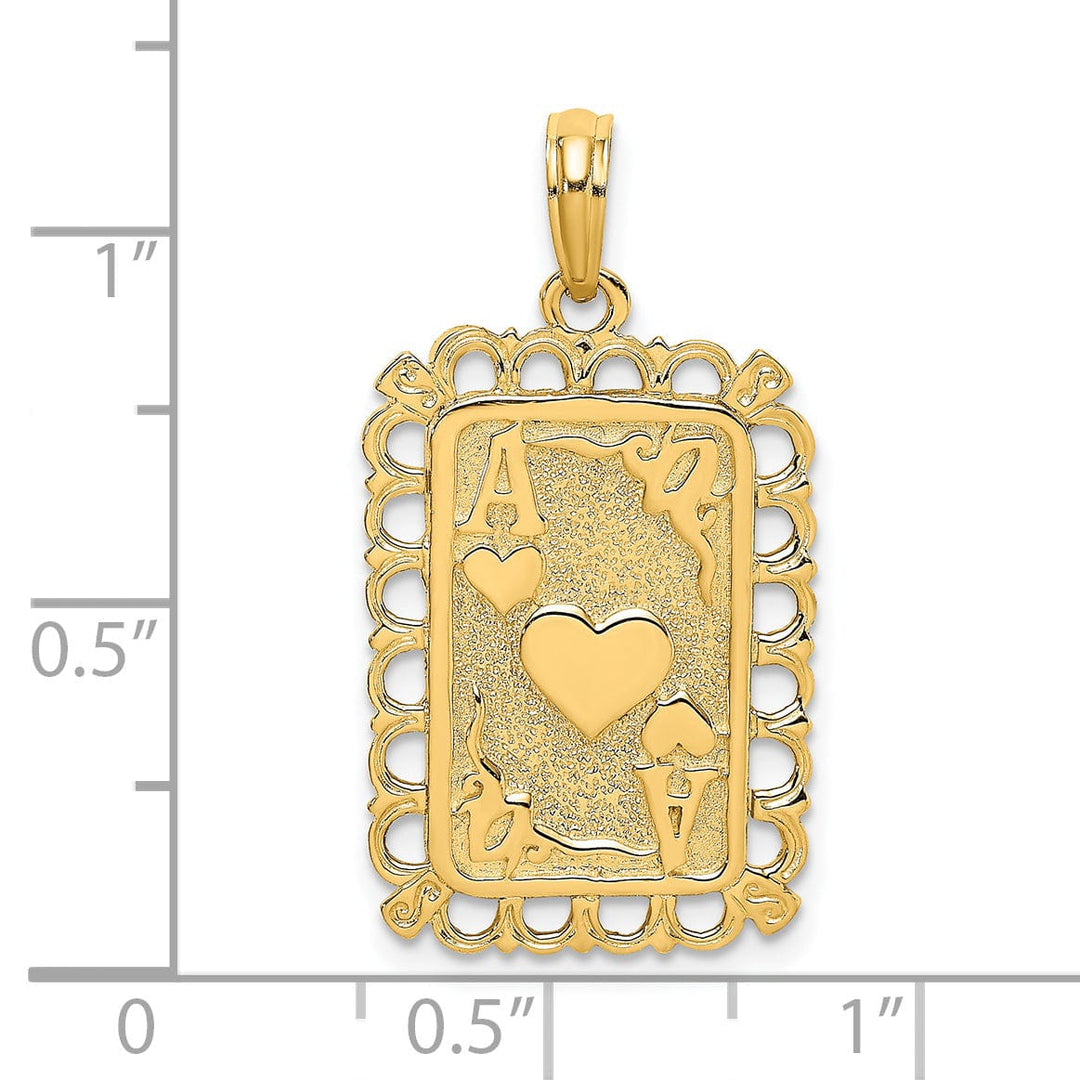 Lovely Rita's Pendants & Charms 14K Yellow Gold Hearts with Ace Playing Card Pendant