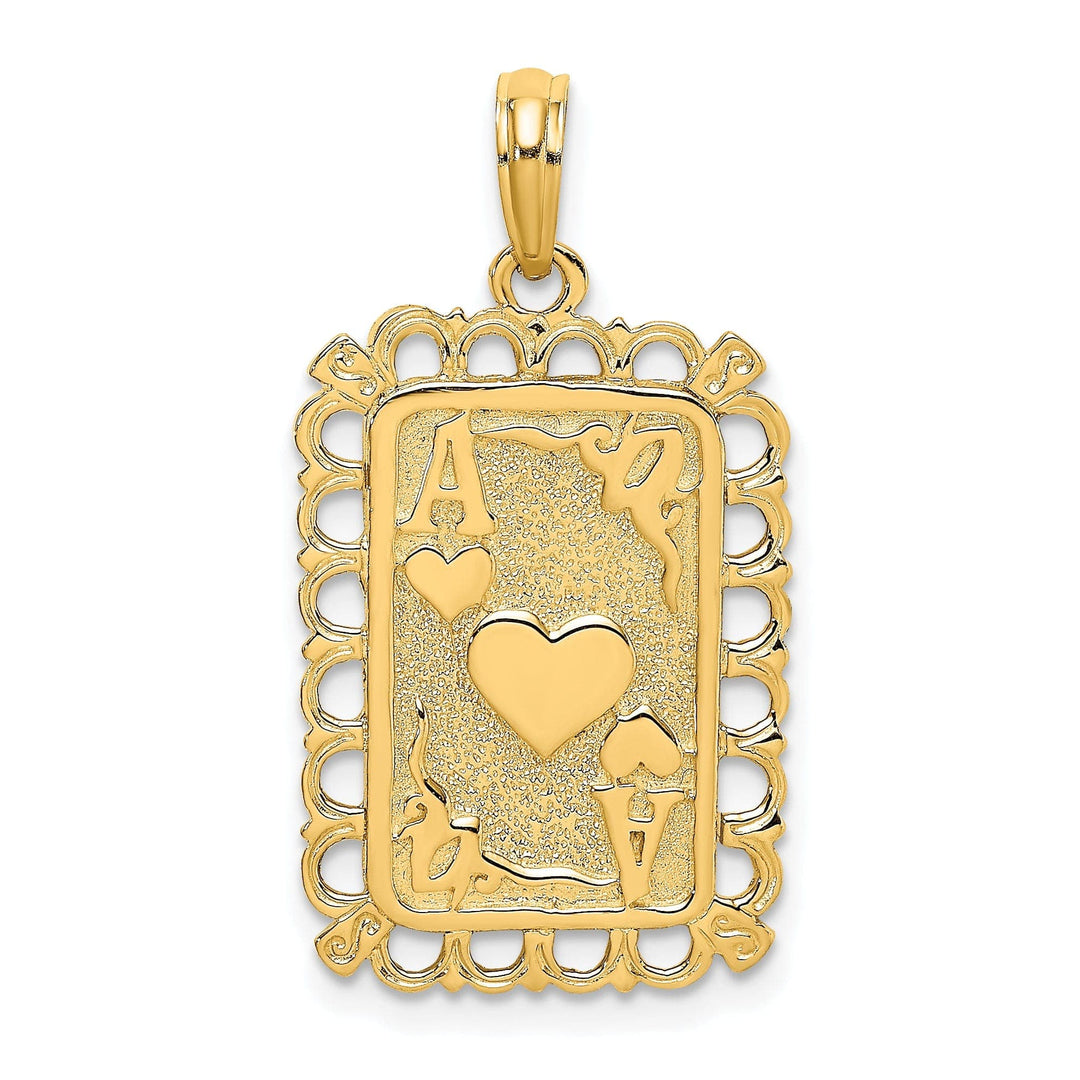Lovely Rita's Pendants & Charms 14K Yellow Gold Hearts with Ace Playing Card Pendant