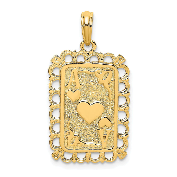 Lovely Rita's Pendants & Charms 14K Yellow Gold Hearts with Ace Playing Card Pendant