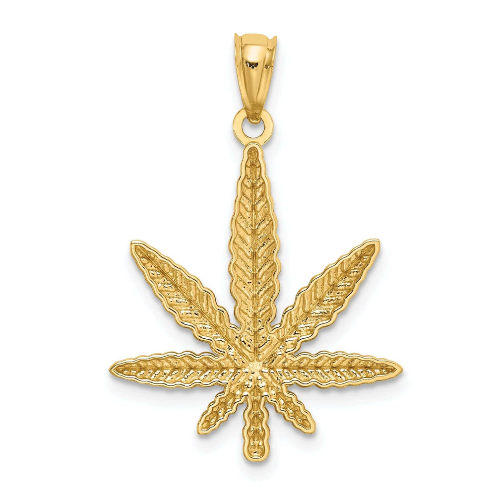 Lovely Rita's Pendants & Charms 14k Yellow Gold Hemp Leaf Textured Polished Finish Pendant