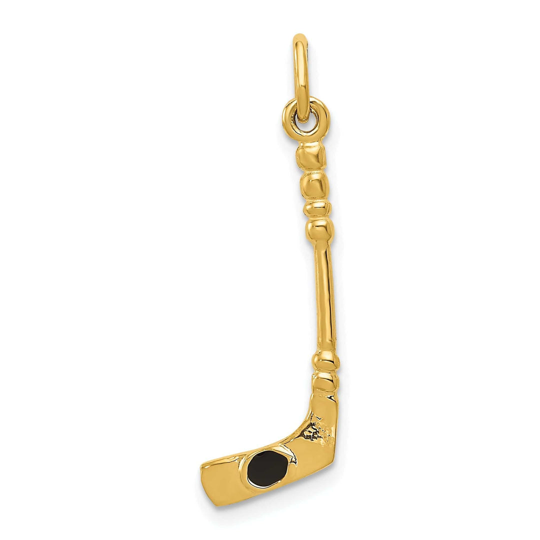 Lovely Rita's Pendants & Charms 14k Yellow Gold Hockey Stick with Puck Pendant