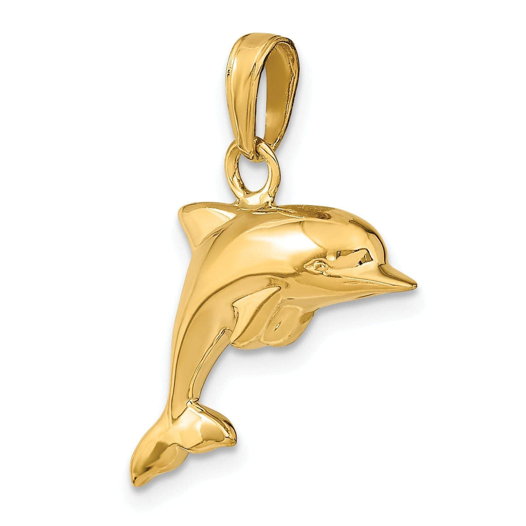 Lovely Rita's Pendants & Charms 14k Yellow Gold Hollow 3-Dimensional Polished Finish Dolphin Charm Pendant