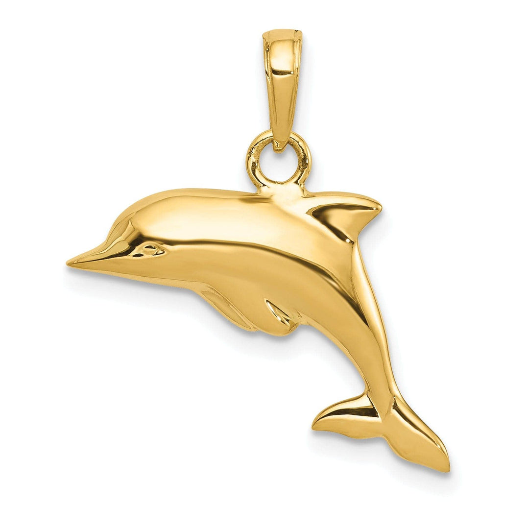 Lovely Rita's Pendants & Charms 14k Yellow Gold Hollow 3-Dimensional Polished Finish Dolphin Charm Pendant