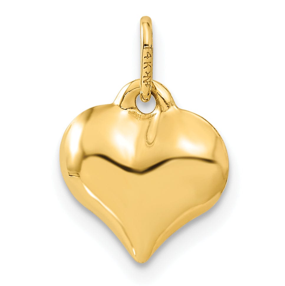 Lovely Rita's Pendants & Charms 14K Yellow Gold Hollow Diamond Cut Polished Finish 3-Dimensional Fancy Puffed Heart Charm Design Pendant