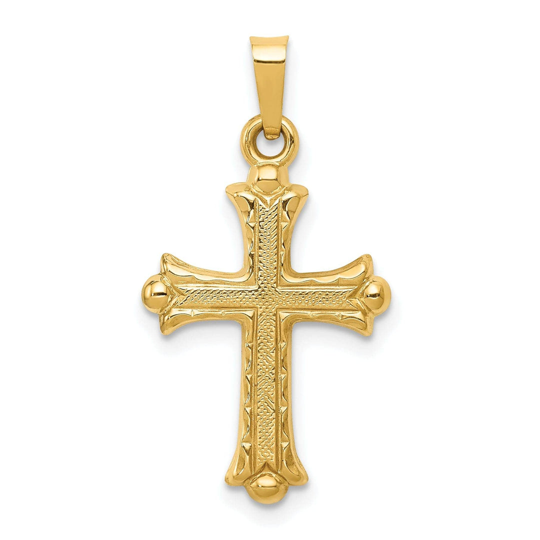 Lovely Rita's Pendants & Charms 14k Yellow Gold Hollow Fleur de lis Cross Pendant