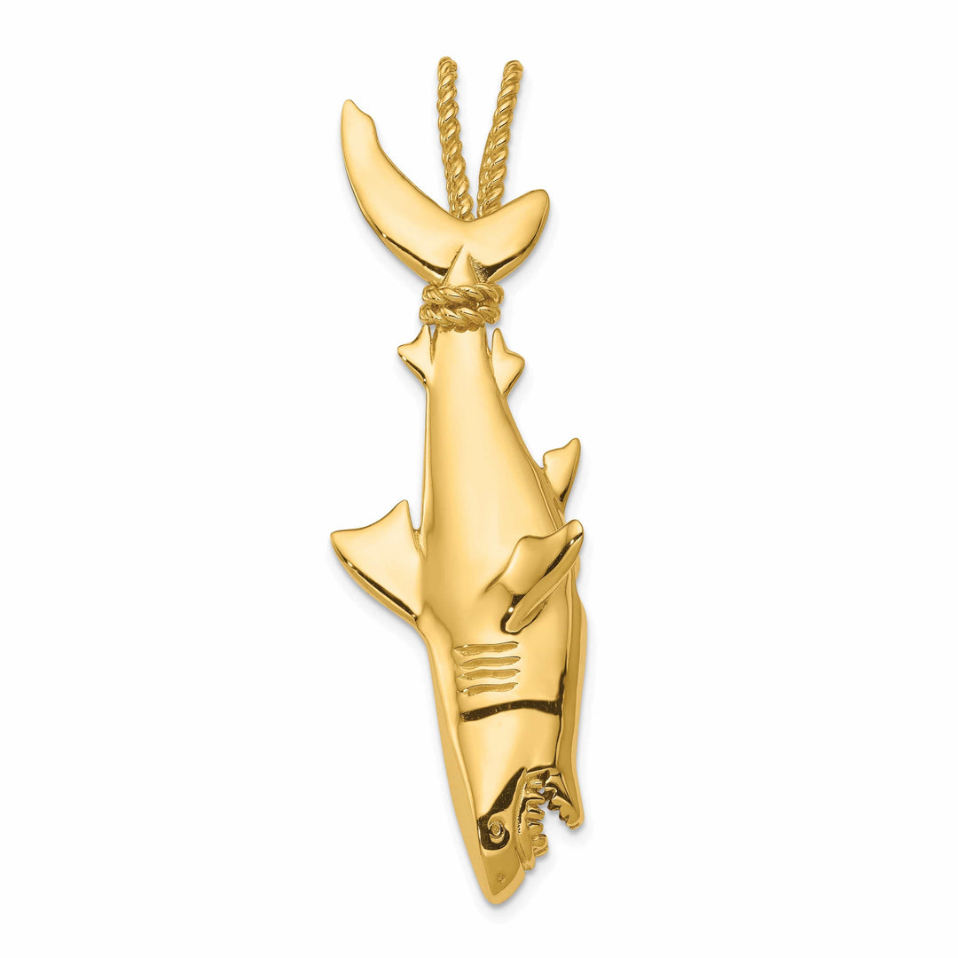 Lovely Rita's Pendants & Charms 14K Yellow Gold Hollow Polished Finish 3-Dimensional Hanging Shark Charm Pendant