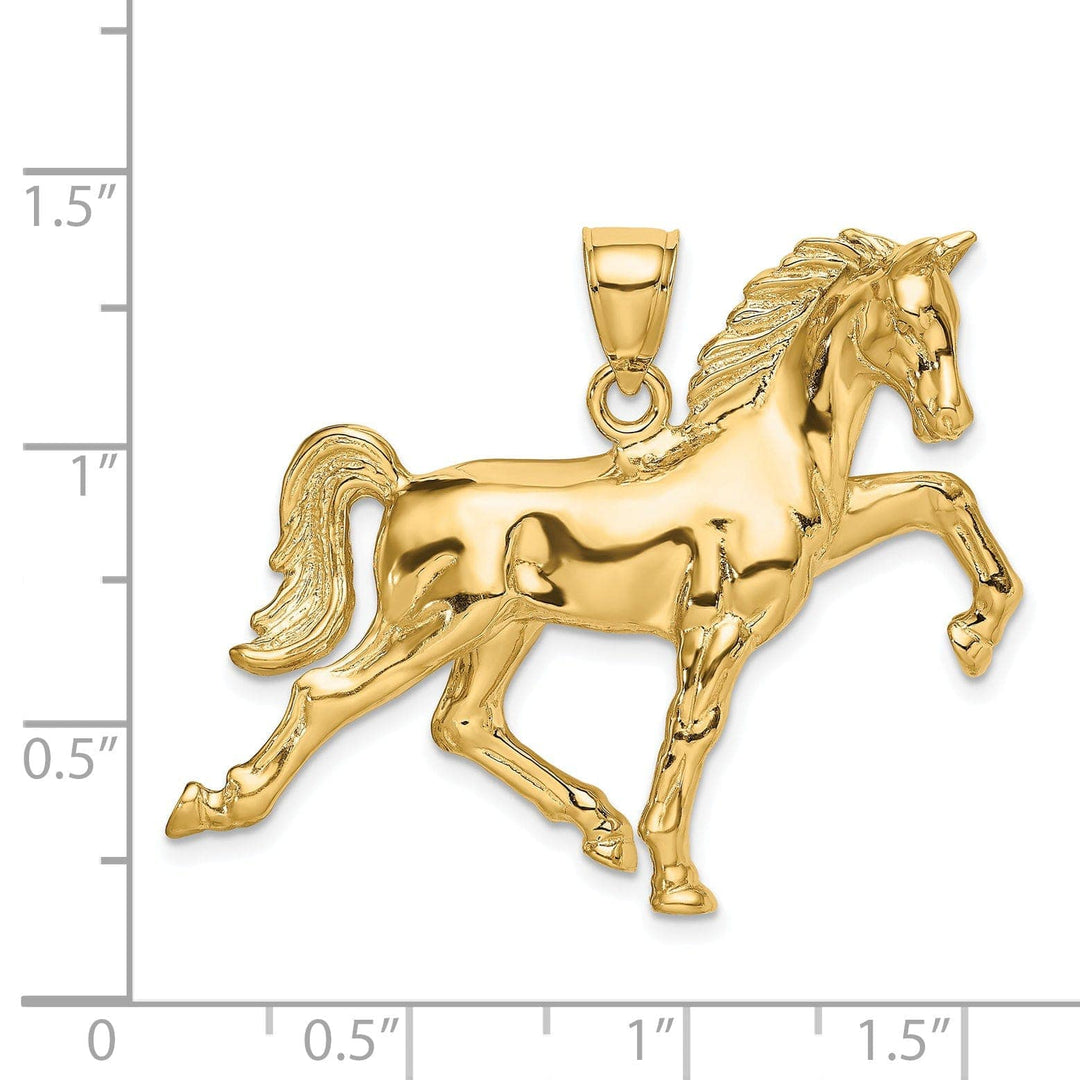 Lovely Rita's Pendants & Charms 14k Yellow Gold Hollow Polished Finish 3-Dimensional Horse Charm Pendant