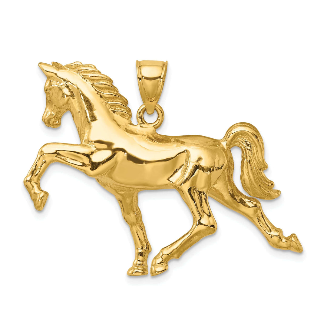 Lovely Rita's Pendants & Charms 14k Yellow Gold Hollow Polished Finish 3-Dimensional Horse Charm Pendant
