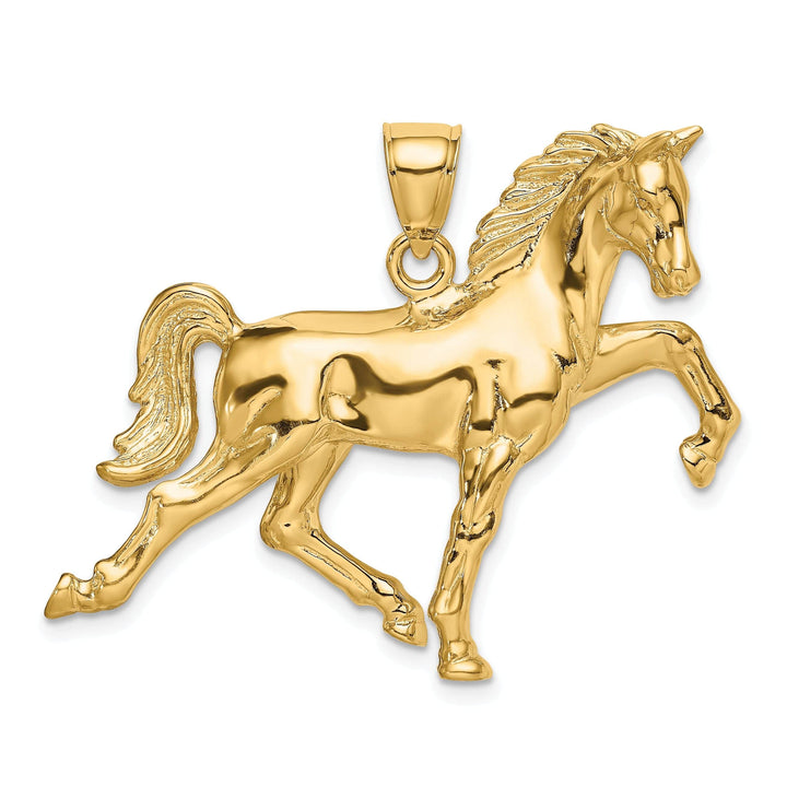 Lovely Rita's Pendants & Charms 14k Yellow Gold Hollow Polished Finish 3-Dimensional Horse Charm Pendant