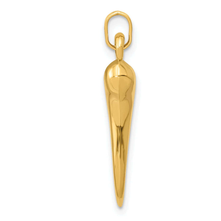 Lovely Rita's Pendants & Charms 14k Yellow Gold Hollow Polished Finish 3-Dimensional Italian Horn Charm Pendant